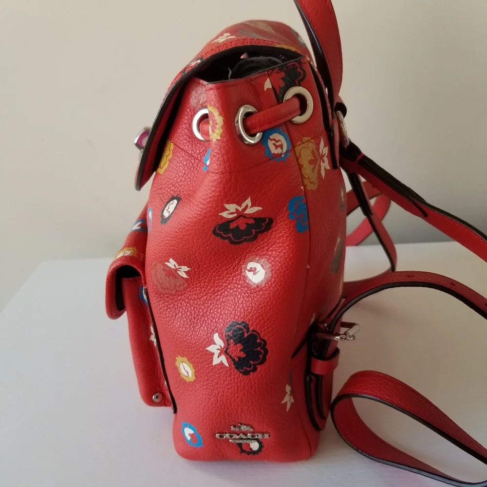 Coach Charlie Floral Leather Mini Backpack Rucksack - Picture 5 of 14